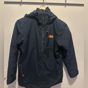Helly Hansen Navy Ski Jacket with Bright Orange Details